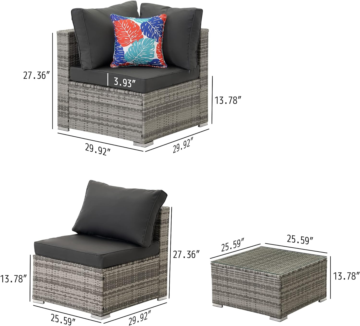 FHFO 7 Pieces Patio Furniture Set gray/gray set,Wicker Outdoor Conversation Set,Rattan Sectional Sofa Set FHFO 7 Pieces Patio Furniture Set gray/gray set,Wicker Outdoor Conversation Set,Rattan Sectional Sofa Set