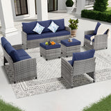6 Pieces Outdoor Patio Furniture Set, Wicker Outdoor Sectional Conversation Couch Set 6 Pieces Outdoor Patio Furniture Set, Wicker Outdoor Sectional Conversation Couch Set