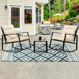 FHFO 3 Pieces Rocking Wicker Bistro Set,Front Porch Chairs Patio Outdoor Furniture Conversation Sets with Porch Chairs and Glass Coffee Table FHFO 3 Pieces Rocking Wicker Bistro Set,Front Porch Chairs Patio Outdoor Furniture Conversation Sets with Porch Chairs and Glass Coffee Table