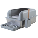 Stainless Steel Litter Box High Sides - Extra Large Litter Box for Big Cats - Easy Cleaning High Wall Sides Cat Box - w/Litter Mat & Scoop Stainless Steel Litter Box High Sides - Extra Large Litter Box for Big Cats - Easy Cleaning High Wall Sides Cat Box - w/Litter Mat & Scoop