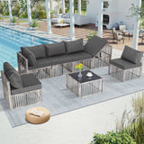 7 Piece Patio Bistro Set with Ottoman, Outdoor Wicker Apartment Balcony Furniture Sets, Rattan Table and Chairs for Porch Backyard Lawn Poolside Deck 7 Piece Patio Bistro Set with Ottoman, Outdoor Wicker Apartment Balcony Furniture Sets, Rattan Table and Chairs for Porch Backyard Lawn Poolside Deck