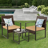 FHFO 3 Pieces Patio Furniture Set, Outdoor Wicker Conversation Bistro Set w/ 2 Chairs, 2 Cushions, Glass Coffee Table for Garden Balcony Backyard Porch Lawn - Black Wicker & Grey Cushions FHFO 3 Pieces Patio Furniture Set, Outdoor Wicker Conversation Bistro Set w/ 2 Chairs, 2 Cushions, Glass Coffee Table for Garden Balcony Backyard Porch Lawn - Black Wicker & Grey Cushions