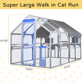 FHFO Catio Outdoor Cat House Enclosure for Multiple Cats, Wooden Cat Cage Condo for Outside with Bridges,Platforms,Small House,Weatherproof Roof - 74" H 111" L FHFO Catio Outdoor Cat House Enclosure for Multiple Cats, Wooden Cat Cage Condo for Outside with Bridges,Platforms,Small House,Weatherproof Roof - 74" H 111" L