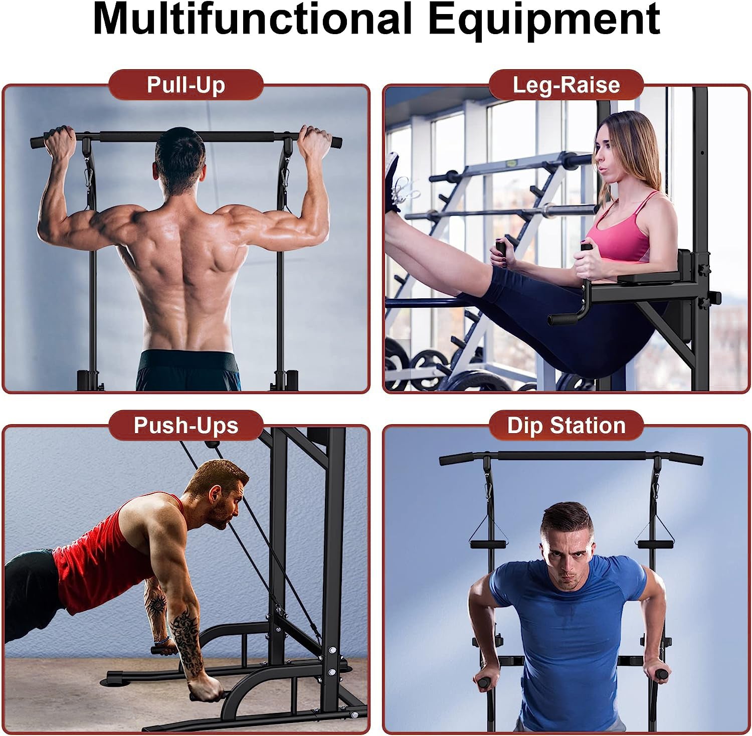 FHFO Power Tower Dip Station Pull Up Bar for Home Gym, Adjustable Height Multi-Function Workout Equipment Strength Training Machine for Men Women FHFO Power Tower Dip Station Pull Up Bar for Home Gym, Adjustable Height Multi-Function Workout Equipment Strength Training Machine for Men Women