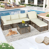 7 Piece Patio Bistro Set with Ottoman, Outdoor Wicker Apartment Balcony Furniture Sets, Rattan Table and Chairs for Porch Backyard Lawn Poolside Deck 7 Piece Patio Bistro Set with Ottoman, Outdoor Wicker Apartment Balcony Furniture Sets, Rattan Table and Chairs for Porch Backyard Lawn Poolside Deck