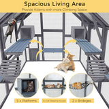 FHFO Catio Outdoor Cat House Enclosure for Multiple Cats, Wooden Cat Cage Condo for Outside with Bridges,Platforms,Small House,Weatherproof Roof - 74" H 111" L FHFO Catio Outdoor Cat House Enclosure for Multiple Cats, Wooden Cat Cage Condo for Outside with Bridges,Platforms,Small House,Weatherproof Roof - 74" H 111" L