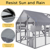 FHFO Catio Outdoor Cat House Enclosure for Multiple Cats, Wooden Cat Cage Condo for Outside with Bridges,Platforms,Small House,Weatherproof Roof - 74" H 111" L FHFO Catio Outdoor Cat House Enclosure for Multiple Cats, Wooden Cat Cage Condo for Outside with Bridges,Platforms,Small House,Weatherproof Roof - 74" H 111" L