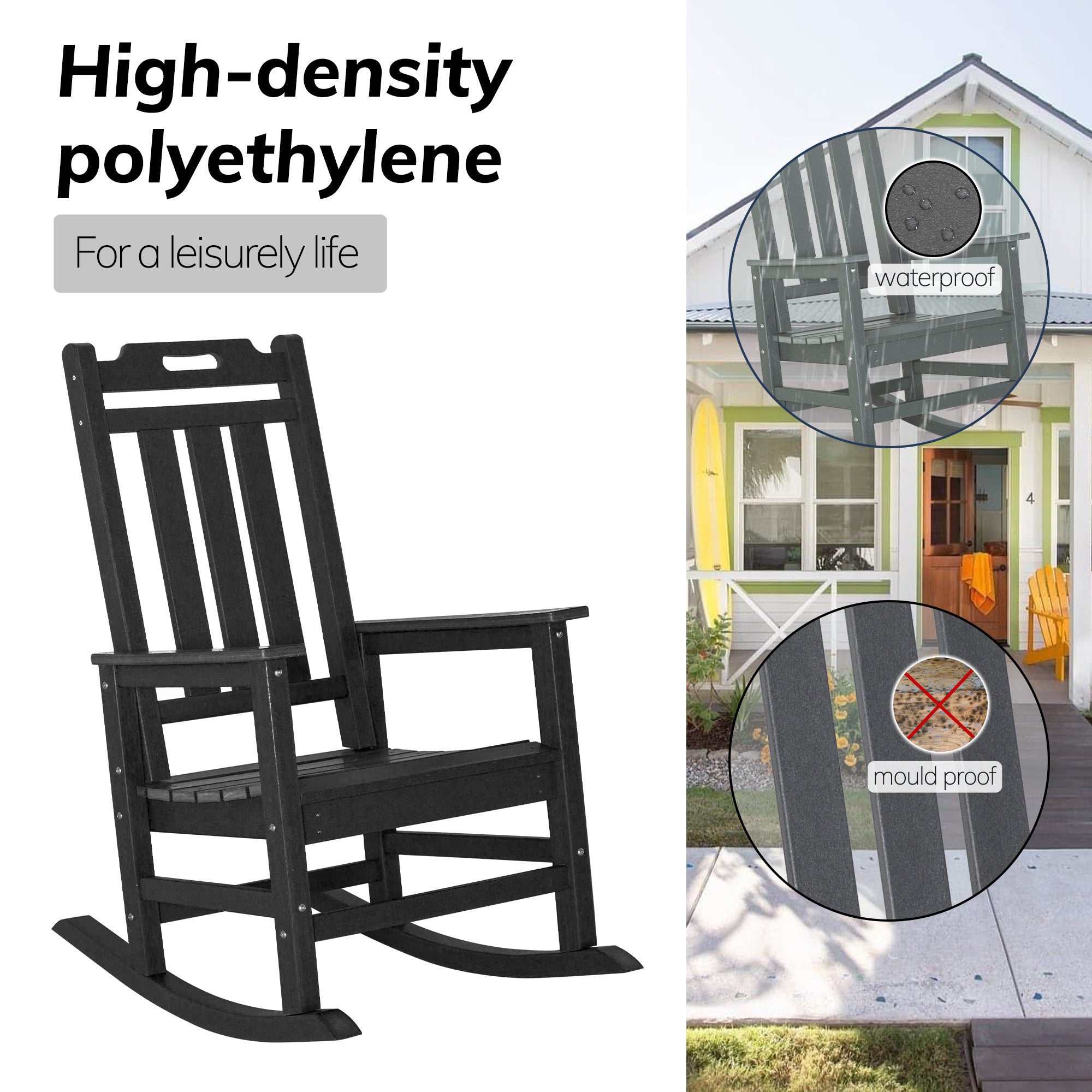 Outdoor Adirondack Chair,Weather Resistant Plastic Resin Chair for Outside Deck Garden Backyard Balcony(Black) Outdoor Adirondack Chair,Weather Resistant Plastic Resin Chair for Outside Deck Garden Backyard Balcony(Black)