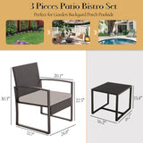 FHFO 3 Pieces Patio Furniture Set, Outdoor Wicker Conversation Bistro Set w/ 2 Chairs, 2 Cushions, Glass Coffee Table for Garden Balcony Backyard Porch Lawn FHFO 3 Pieces Patio Furniture Set, Outdoor Wicker Conversation Bistro Set w/ 2 Chairs, 2 Cushions, Glass Coffee Table for Garden Balcony Backyard Porch Lawn