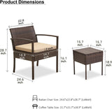 FHFO Outdoor Patio Furniture Set, 3 Pieces Patio Conversation Set, Wicker Rattan Bistro Table and Chairs with Cushions for Garden Balcony Backyard Porch Lawn, Black Rattan & Grey Cushion FHFO Outdoor Patio Furniture Set, 3 Pieces Patio Conversation Set, Wicker Rattan Bistro Table and Chairs with Cushions for Garden Balcony Backyard Porch Lawn, Black Rattan & Grey Cushion