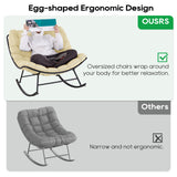 Patio Rocking Papasan Chair, Outdoor & Indoor Egg Reading Recliner Chair, Oversized Royal Comfy Lounge Rocker with Large Cushion and Ottoman for Bedroom, Living Room, Porch,Beige Patio Rocking Papasan Chair, Outdoor & Indoor Egg Reading Recliner Chair, Oversized Royal Comfy Lounge Rocker with Large Cushion and Ottoman for Bedroom, Living Room, Porch,Beige