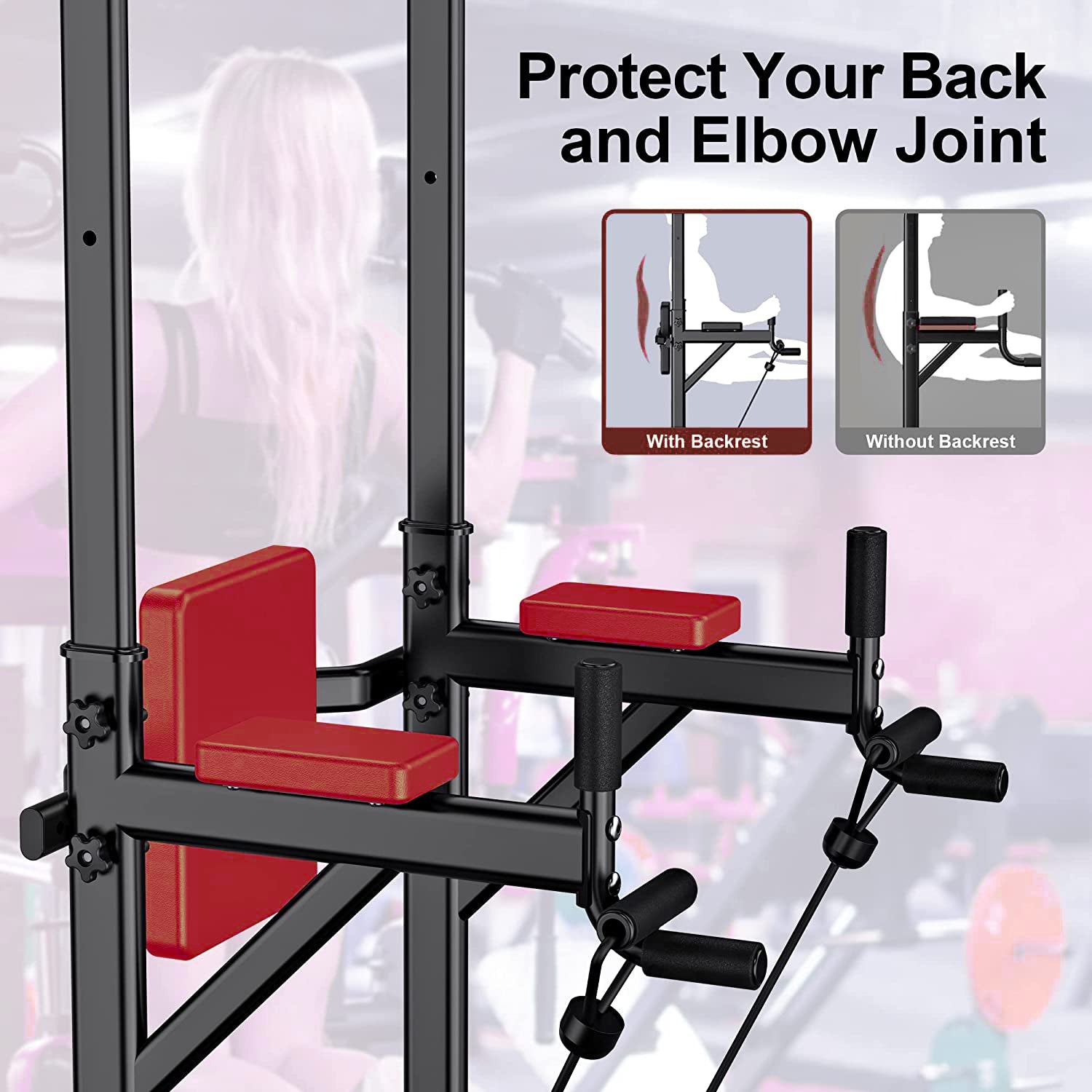 FHFO Power Tower Dip Station Pull Up Bar for Home Gym, Adjustable Height Multi-Function Workout Equipment Strength Training Machine for Men Women FHFO Power Tower Dip Station Pull Up Bar for Home Gym, Adjustable Height Multi-Function Workout Equipment Strength Training Machine for Men Women