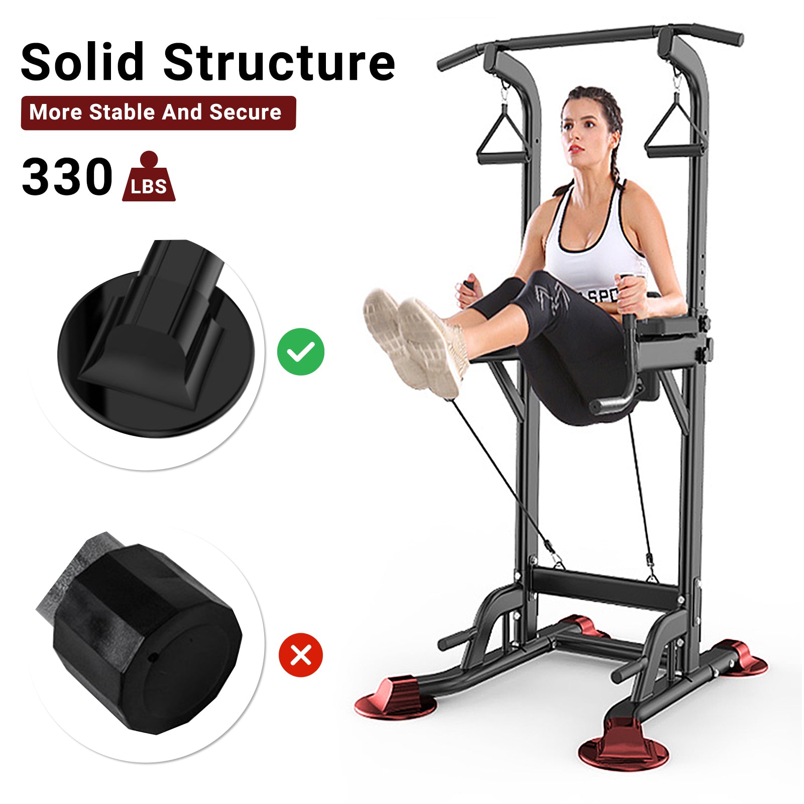 FHFO Power Tower Dip Station Pull Up Bar for Home Gym, Adjustable Height Multi-Function Workout Equipment Strength Training Machine for Men Women FHFO Power Tower Dip Station Pull Up Bar for Home Gym, Adjustable Height Multi-Function Workout Equipment Strength Training Machine for Men Women