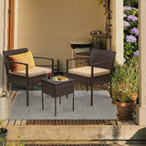 FHFO Outdoor Patio Furniture Set, 3 Pieces Patio Conversation Set, Wicker Rattan Bistro Table and Chairs with Cushions for Garden Balcony Backyard Porch Lawn, Black Rattan & Grey Cushion FHFO Outdoor Patio Furniture Set, 3 Pieces Patio Conversation Set, Wicker Rattan Bistro Table and Chairs with Cushions for Garden Balcony Backyard Porch Lawn, Black Rattan & Grey Cushion