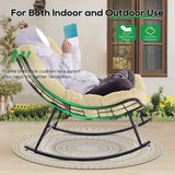 Patio Rocking Papasan Chair, Outdoor & Indoor Egg Reading Recliner Chair, Oversized Royal Comfy Lounge Rocker with Large Cushion and Ottoman for Bedroom, Living Room, Porch,Beige Patio Rocking Papasan Chair, Outdoor & Indoor Egg Reading Recliner Chair, Oversized Royal Comfy Lounge Rocker with Large Cushion and Ottoman for Bedroom, Living Room, Porch,Beige