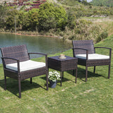 FHFO Outdoor Patio Furniture Set, 3 Pieces Patio Conversation Set, Wicker Rattan Bistro Table and Chairs with Cushions for Garden Balcony Backyard Porch Lawn, Black Rattan & Grey Cushion FHFO Outdoor Patio Furniture Set, 3 Pieces Patio Conversation Set, Wicker Rattan Bistro Table and Chairs with Cushions for Garden Balcony Backyard Porch Lawn, Black Rattan & Grey Cushion