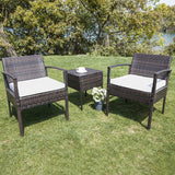 FHFO Outdoor Patio Furniture Set, 3 Pieces Patio Conversation Set, Wicker Rattan Bistro Table and Chairs with Cushions for Garden Balcony Backyard Porch Lawn, Black Rattan & Grey Cushion FHFO Outdoor Patio Furniture Set, 3 Pieces Patio Conversation Set, Wicker Rattan Bistro Table and Chairs with Cushions for Garden Balcony Backyard Porch Lawn, Black Rattan & Grey Cushion