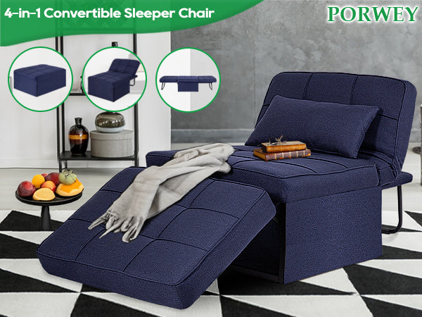 Convertible Sofa Bed,4 in 1 Multi Function Ottoman Bed,Assembly-Free Chair Bed Sleeper with Adjustable Backrest and Pillow Convertible Sofa Bed,4 in 1 Multi Function Ottoman Bed,Assembly-Free Chair Bed Sleeper with Adjustable Backrest and Pillow