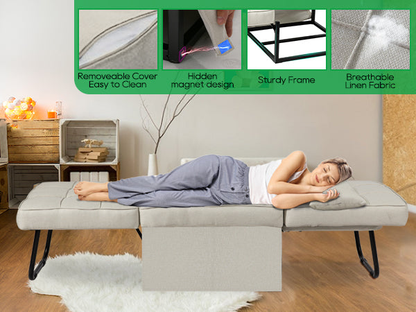Convertible Sofa Bed,4 in 1 Multi Function Ottoman Bed,Assembly-Free Chair Bed Sleeper with Adjustable Backrest and Pillow Convertible Sofa Bed,4 in 1 Multi Function Ottoman Bed,Assembly-Free Chair Bed Sleeper with Adjustable Backrest and Pillow