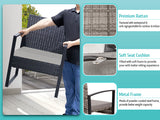 FHFO 3 Pieces Patio Furniture Set, Outdoor Wicker Conversation Bistro Set w/ 2 Chairs, 2 Cushions, Glass Coffee Table for Garden Balcony Backyard Porch Lawn - Black Wicker & Grey Cushions FHFO 3 Pieces Patio Furniture Set, Outdoor Wicker Conversation Bistro Set w/ 2 Chairs, 2 Cushions, Glass Coffee Table for Garden Balcony Backyard Porch Lawn - Black Wicker & Grey Cushions