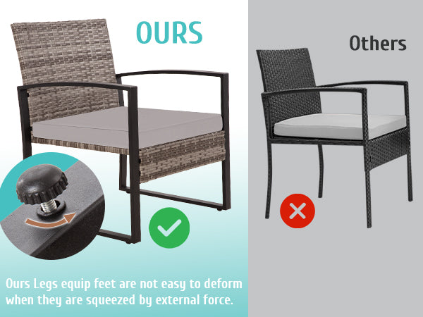 FHFO 3 Pieces Patio Furniture Set, Outdoor Wicker Conversation Bistro Set w/ 2 Chairs, 2 Cushions, Glass Coffee Table for Garden Balcony Backyard Porch Lawn - Black Wicker & Grey Cushions FHFO 3 Pieces Patio Furniture Set, Outdoor Wicker Conversation Bistro Set w/ 2 Chairs, 2 Cushions, Glass Coffee Table for Garden Balcony Backyard Porch Lawn - Black Wicker & Grey Cushions