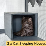 FHFO Catio Outdoor Cat House Enclosure for Multiple Cats, Wooden Cat Cage Condo for Outside with Bridges,Platforms,Small House,Weatherproof Roof - 74" H 111" L FHFO Catio Outdoor Cat House Enclosure for Multiple Cats, Wooden Cat Cage Condo for Outside with Bridges,Platforms,Small House,Weatherproof Roof - 74" H 111" L