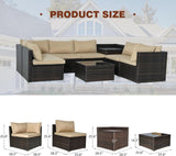 FHFO 7/8 Pieces Patio Furniture Set,Wicker Outdoor Conversation Set,Rattan Sectional Sofa Set w/Washable Cushions & Glass Coffee Table for Porch Poolside FHFO 7/8 Pieces Patio Furniture Set,Wicker Outdoor Conversation Set,Rattan Sectional Sofa Set w/Washable Cushions & Glass Coffee Table for Porch Poolside