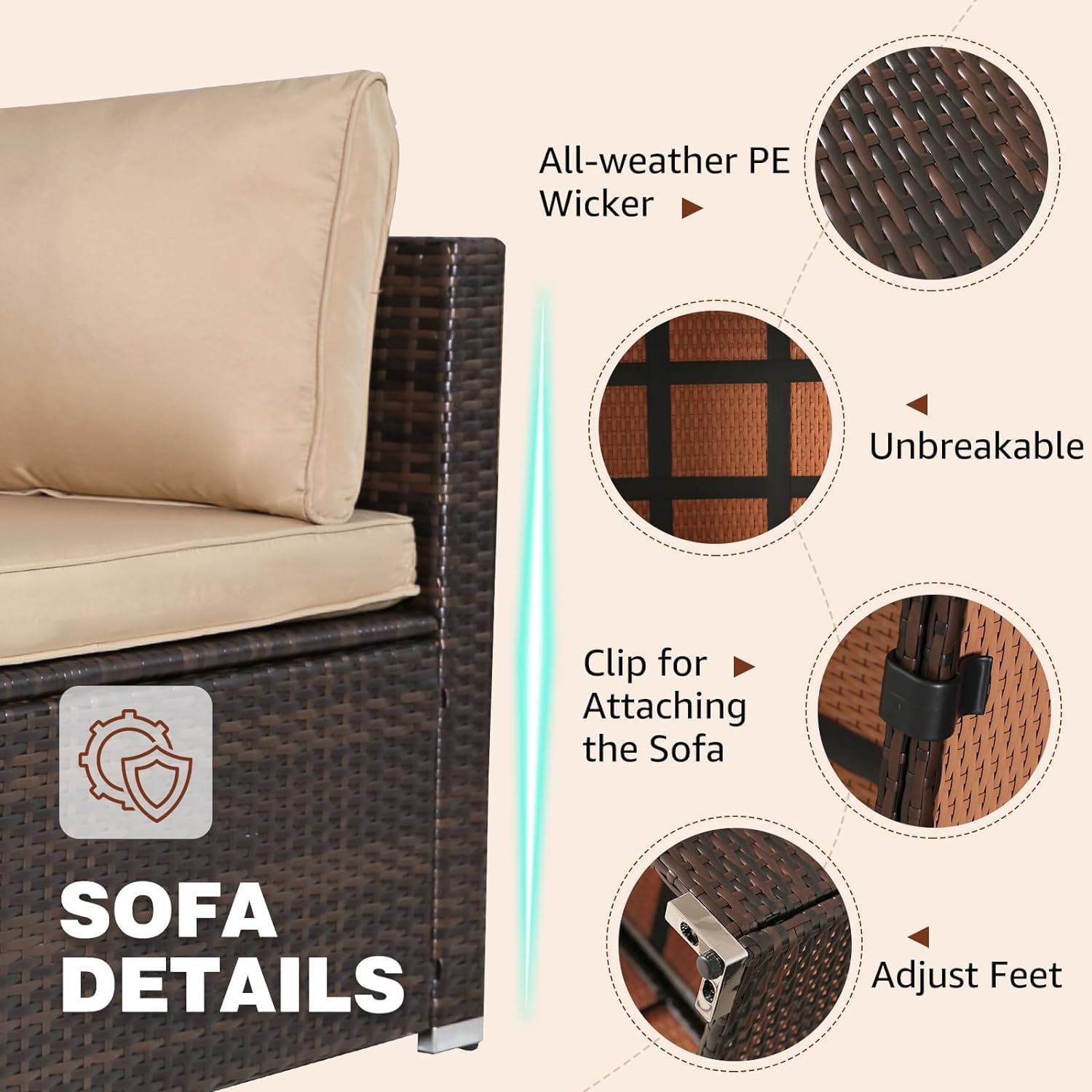 FHFO 7/8 Pieces Patio Furniture Set,Wicker Outdoor Conversation Set,Rattan Sectional Sofa Set w/Washable Cushions & Glass Coffee Table for Porch Poolside FHFO 7/8 Pieces Patio Furniture Set,Wicker Outdoor Conversation Set,Rattan Sectional Sofa Set w/Washable Cushions & Glass Coffee Table for Porch Poolside