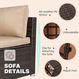 FHFO 7/8 Pieces Patio Furniture Set,Wicker Outdoor Conversation Set,Rattan Sectional Sofa Set w/Washable Cushions & Glass Coffee Table for Porch Poolside FHFO 7/8 Pieces Patio Furniture Set,Wicker Outdoor Conversation Set,Rattan Sectional Sofa Set w/Washable Cushions & Glass Coffee Table for Porch Poolside