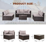 FHFO 7/8 Pieces Patio Furniture Set,Wicker Outdoor Conversation Set,Rattan Sectional Sofa Set w/Washable Cushions & Glass Coffee Table for Porch Poolside FHFO 7/8 Pieces Patio Furniture Set,Wicker Outdoor Conversation Set,Rattan Sectional Sofa Set w/Washable Cushions & Glass Coffee Table for Porch Poolside