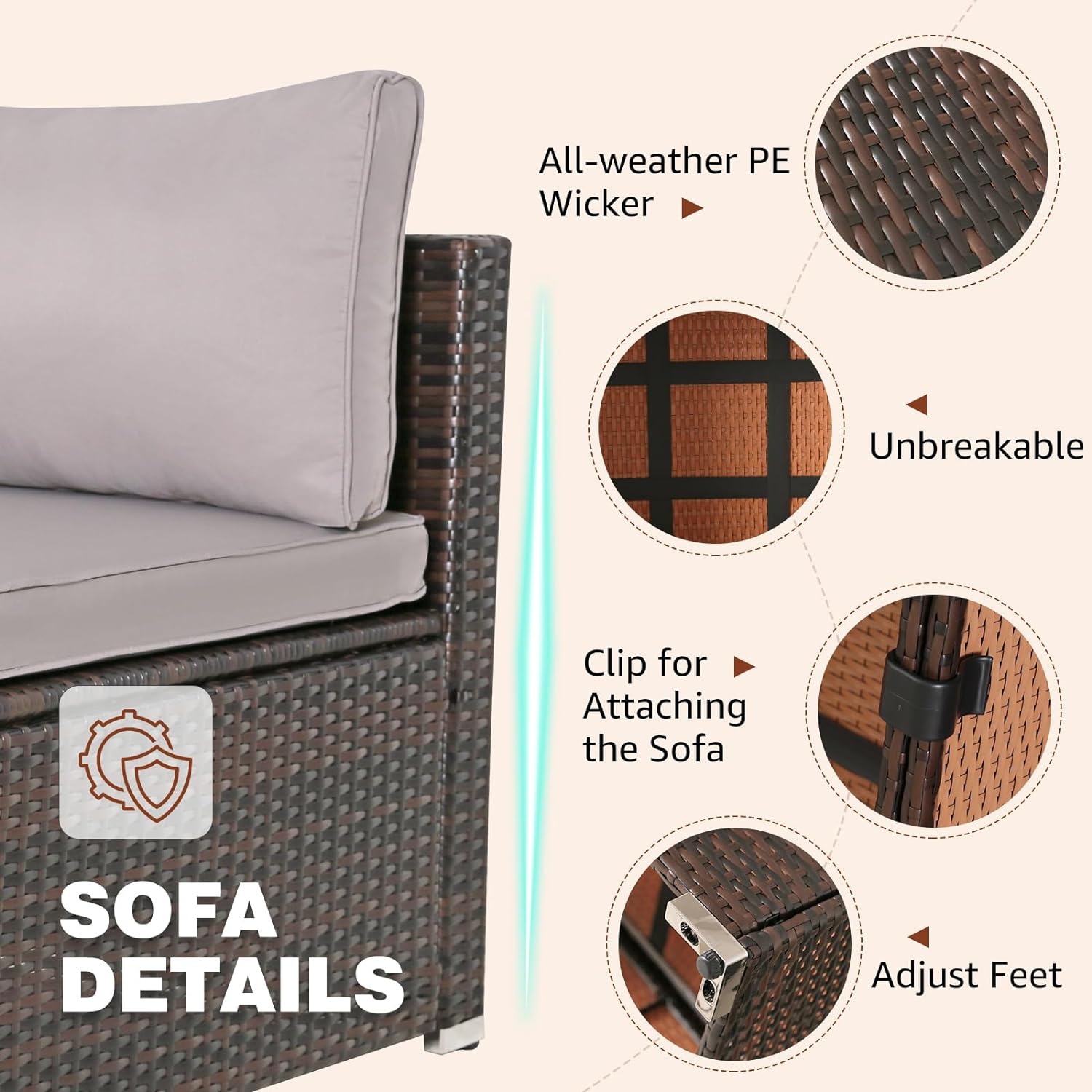FHFO 7/8 Pieces Patio Furniture Set,Wicker Outdoor Conversation Set,Rattan Sectional Sofa Set w/Washable Cushions & Glass Coffee Table for Porch Poolside FHFO 7/8 Pieces Patio Furniture Set,Wicker Outdoor Conversation Set,Rattan Sectional Sofa Set w/Washable Cushions & Glass Coffee Table for Porch Poolside