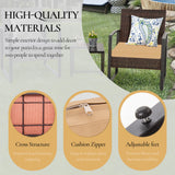FHFO 3 Pieces Patio Furniture Set, Outdoor Wicker Conversation Bistro Set w/ 2 Chairs, 2 Cushions, Glass Coffee Table for Garden Balcony Backyard Porch Lawn FHFO 3 Pieces Patio Furniture Set, Outdoor Wicker Conversation Bistro Set w/ 2 Chairs, 2 Cushions, Glass Coffee Table for Garden Balcony Backyard Porch Lawn