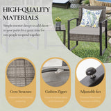 FHFO 3 Pieces Patio Furniture Set, Outdoor Wicker Conversation Bistro Set w/ 2 Chairs, 2 Cushions, Glass Coffee Table for Garden Balcony Backyard Porch Lawn FHFO 3 Pieces Patio Furniture Set, Outdoor Wicker Conversation Bistro Set w/ 2 Chairs, 2 Cushions, Glass Coffee Table for Garden Balcony Backyard Porch Lawn