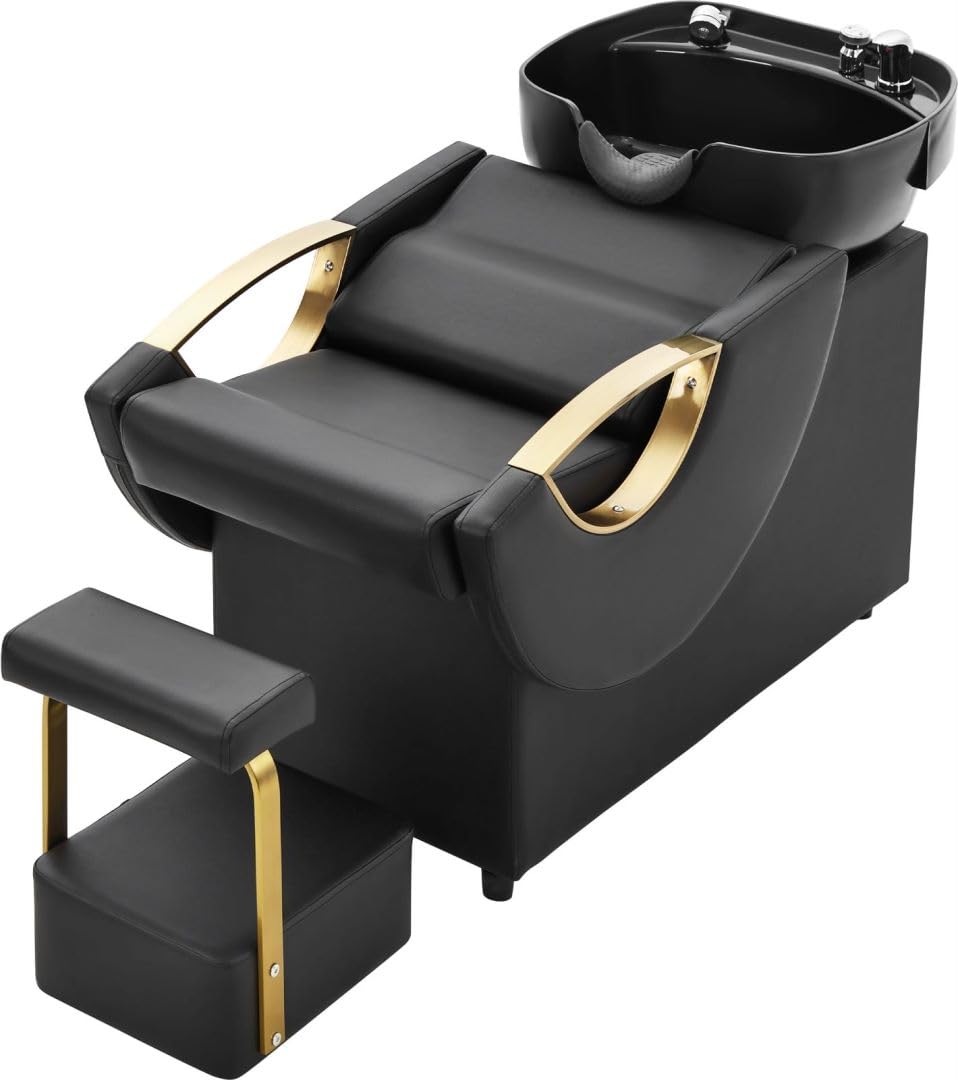 Shampoo Bowl and Chair Set for Salon, Backwash Barber Chair,ABS Plastic Shampoo Bowl Sink Unit w/Independent Footrest for Beauty Spa Barbershop Shampoo Bowl and Chair Set for Salon, Backwash Barber Chair,ABS Plastic Shampoo Bowl Sink Unit w/Independent Footrest for Beauty Spa Barbershop