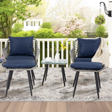 5  Piece Patio Bistro Set with Ottoman, Outdoor Wicker Apartment Balcony Furniture Sets, Rattan Table and Chairs Set of 2 for Porch Backyard Lawn Poolside Deck (Gray/Blue) 5  Piece Patio Bistro Set with Ottoman, Outdoor Wicker Apartment Balcony Furniture Sets, Rattan Table and Chairs Set of 2 for Porch Backyard Lawn Poolside Deck (Gray/Blue)