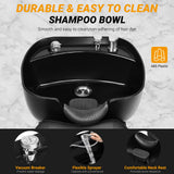 Shampoo Bowl and Chair Set for Salon, Backwash Barber Chair,ABS Plastic Shampoo Bowl Sink Unit w/Independent Footrest for Beauty Spa Barbershop Shampoo Bowl and Chair Set for Salon, Backwash Barber Chair,ABS Plastic Shampoo Bowl Sink Unit w/Independent Footrest for Beauty Spa Barbershop