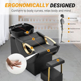 Shampoo Bowl and Chair Set for Salon, Backwash Barber Chair,ABS Plastic Shampoo Bowl Sink Unit w/Independent Footrest for Beauty Spa Barbershop Shampoo Bowl and Chair Set for Salon, Backwash Barber Chair,ABS Plastic Shampoo Bowl Sink Unit w/Independent Footrest for Beauty Spa Barbershop