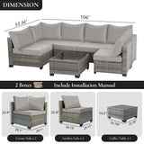 7 Pieces Outdoor Patio Furniture Set Modular Patio Set Wicker Outdoor Sectional Sofa Set PE Rattan Patio Conversation Sets with Cushions & Coffee Table for Outside, Garden, Poolside, Porch, Gray 7 Pieces Outdoor Patio Furniture Set Modular Patio Set Wicker Outdoor Sectional Sofa Set PE Rattan Patio Conversation Sets with Cushions & Coffee Table for Outside, Garden, Poolside, Porch, Gray