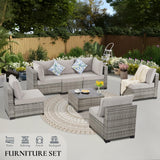 7 Pieces Outdoor Patio Furniture Set Modular Patio Set Wicker Outdoor Sectional Sofa Set PE Rattan Patio Conversation Sets with Cushions & Coffee Table for Outside, Garden, Poolside, Porch, Gray 7 Pieces Outdoor Patio Furniture Set Modular Patio Set Wicker Outdoor Sectional Sofa Set PE Rattan Patio Conversation Sets with Cushions & Coffee Table for Outside, Garden, Poolside, Porch, Gray