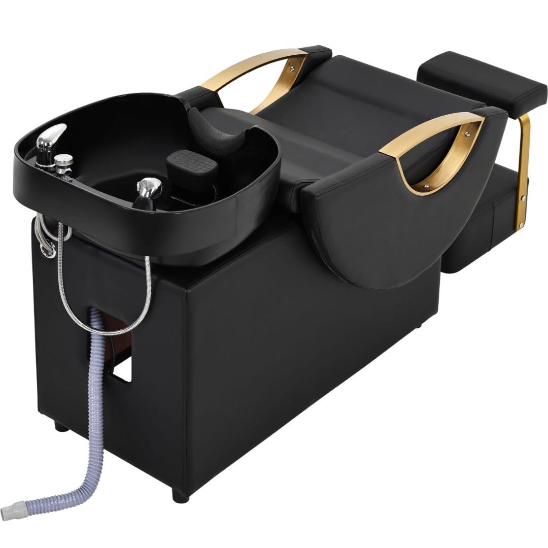Shampoo Bowl and Chair Set for Salon, Backwash Barber Chair,ABS Plastic Shampoo Bowl Sink Unit w/Independent Footrest for Beauty Spa Barbershop Shampoo Bowl and Chair Set for Salon, Backwash Barber Chair,ABS Plastic Shampoo Bowl Sink Unit w/Independent Footrest for Beauty Spa Barbershop