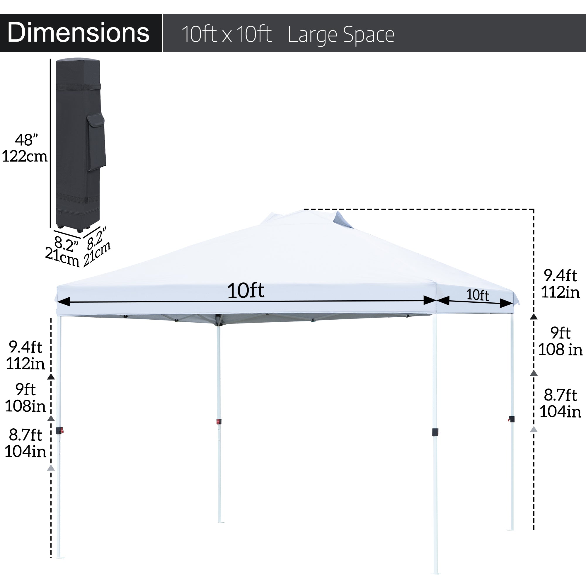 FHFO Canopy Tent 10x10ft Pop Up Gazebo Canopy Shade Outdoor Tent Waterproof&Sunscreen, High Density Silver Coated Oxford Tent,Adjustable Height,8 Stakes,4 Sandbags,4 Ropes,1 Carrying Bag,White FHFO Canopy Tent 10x10ft Pop Up Gazebo Canopy Shade Outdoor Tent Waterproof&Sunscreen, High Density Silver Coated Oxford Tent,Adjustable Height,8 Stakes,4 Sandbags,4 Ropes,1 Carrying Bag,White