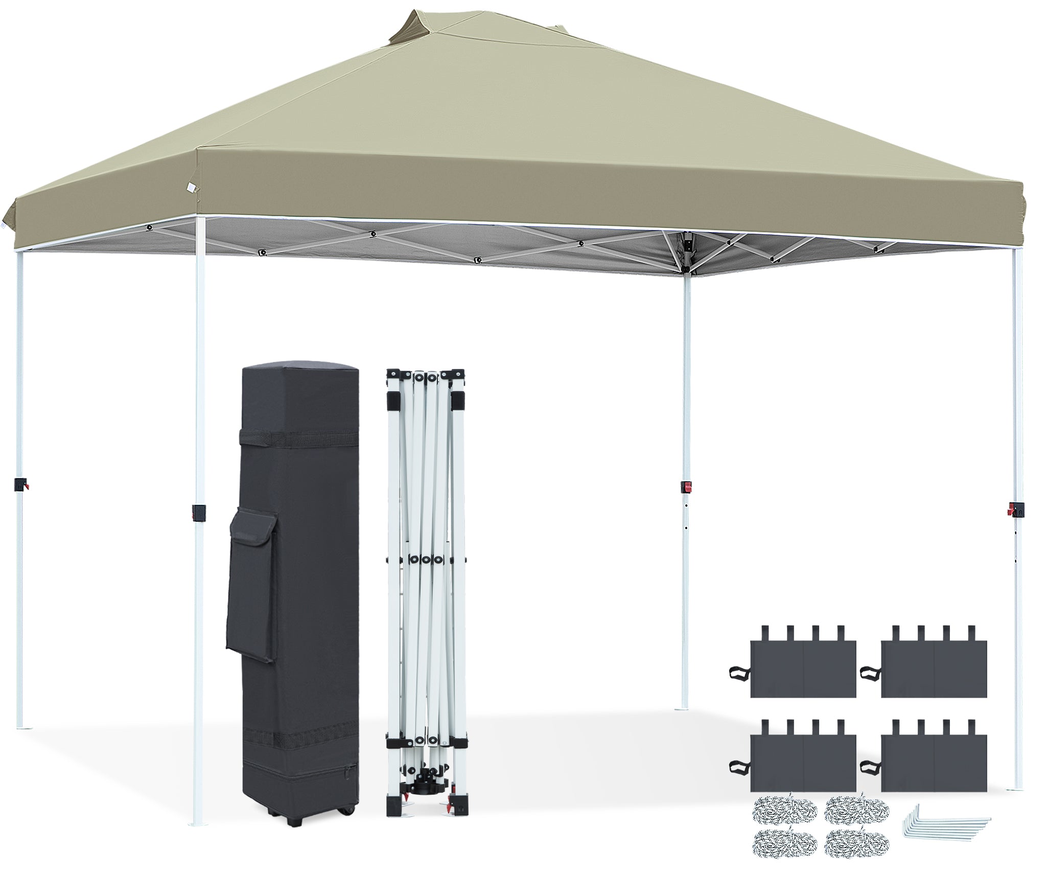 FHFO Canopy Tent 10x10ft Pop Up Gazebo Canopy Shade Outdoor Tent Waterproof&Sunscreen, High Density Silver Coated Oxford Tent,Adjustable Height,8 Stakes,4 Sandbags,4 Ropes,1 Carrying Bag,White FHFO Canopy Tent 10x10ft Pop Up Gazebo Canopy Shade Outdoor Tent Waterproof&Sunscreen, High Density Silver Coated Oxford Tent,Adjustable Height,8 Stakes,4 Sandbags,4 Ropes,1 Carrying Bag,White