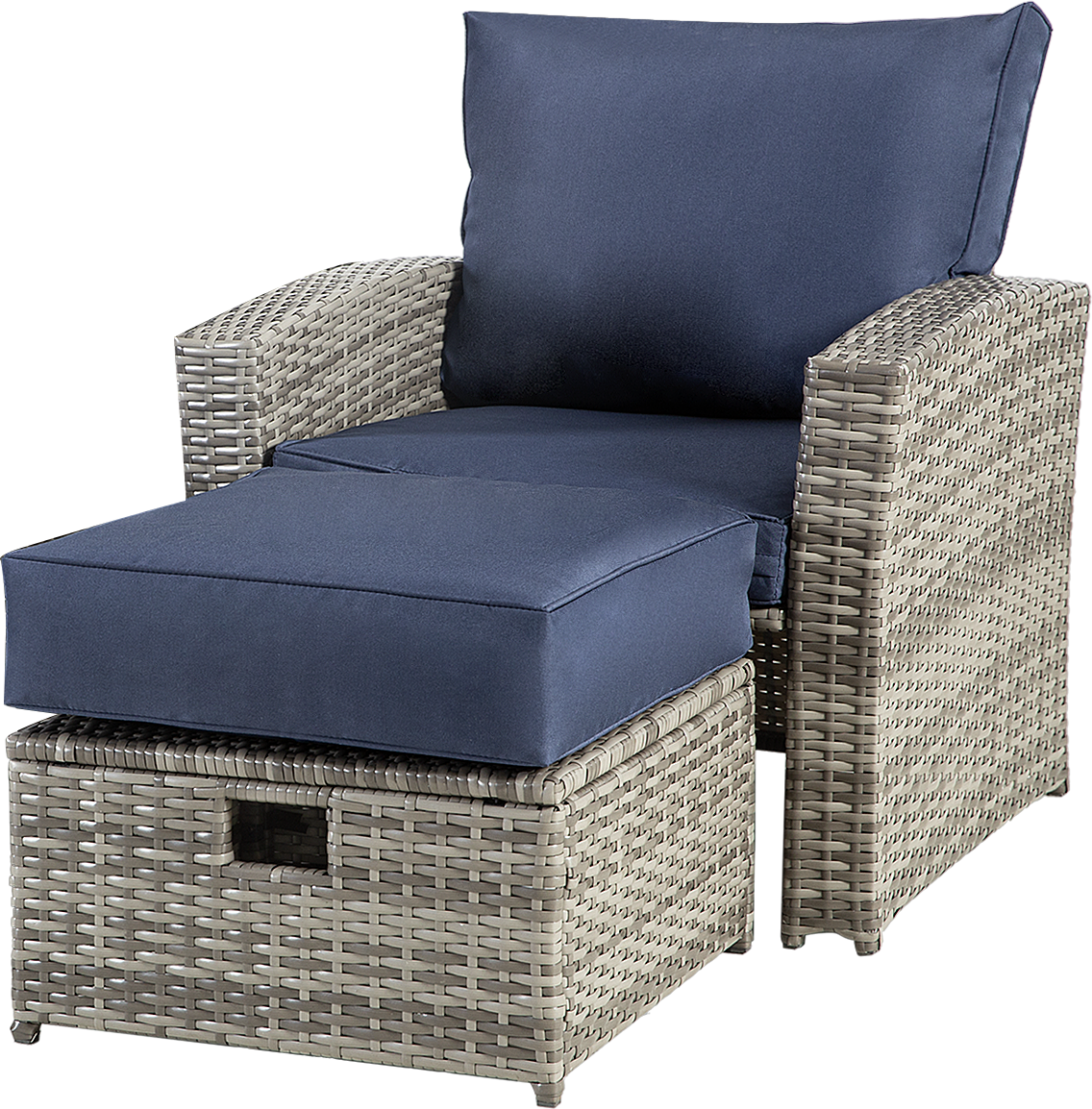 4-piece outdoor chat set, all-weather rattan patio chairs with footstool for patio, backyard and garden