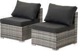 FHFO 7 Pieces Patio Furniture Set gray/gray set,Wicker Outdoor Conversation Set,Rattan Sectional Sofa Set