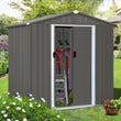 FHFO Storage Shed, Galvanized Steel Sheds & Outdoor Storage Cabinet with Sliding Door, Garden Metal Shed for Tool, Bike, Lawn Mower, Backyard, Patio, Olive Gray