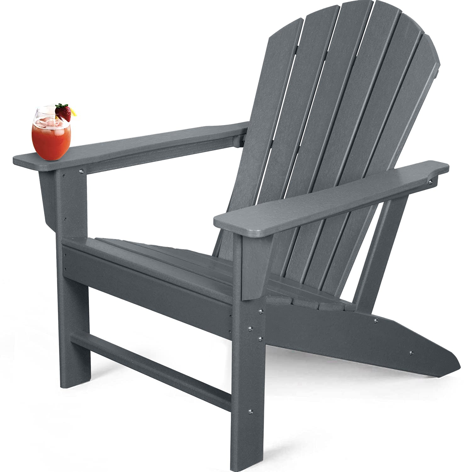 FHFO Outdoor Adirondack Chair,Weather Resistant Plastic Resin Chair for Outside Deck Garden Backyard Balcony