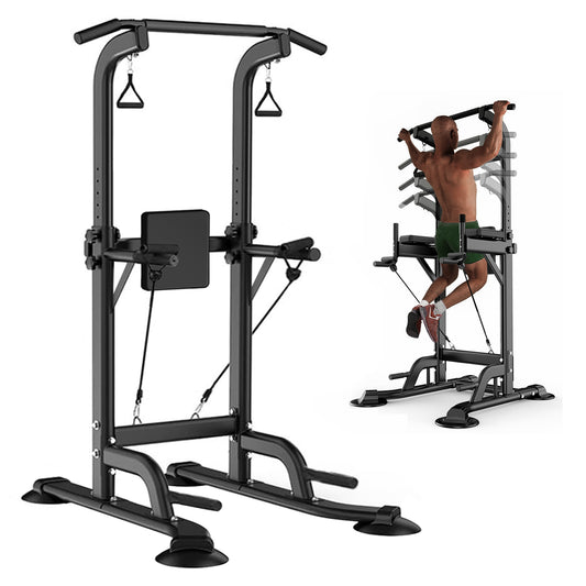 FHFO Power Tower Dip Station Pull Up Bar for Home Gym, Adjustable Height Multi-Function Workout Equipment Strength Training Machine for Men Women