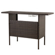 FHFO Outdoor Patio Wicker Bar, Rattan Counter Table with 2 Storage Shelves, 2 Steel Shelves for Backyard, Poolside, Garden