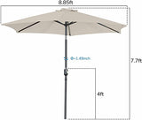 FHFO 9' Patio Outdoor Table Umbrella Large Sun Market Umbrella with Easy Push Button Tilt and Crank, 6 Sturdy Ribs Fade Resistant Waterproof for Beach, Pool, Deck, Backyard