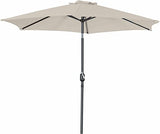 FHFO 9' Patio Outdoor Table Umbrella Large Sun Market Umbrella with Easy Push Button Tilt and Crank, 6 Sturdy Ribs Fade Resistant Waterproof for Beach, Pool, Deck, Backyard